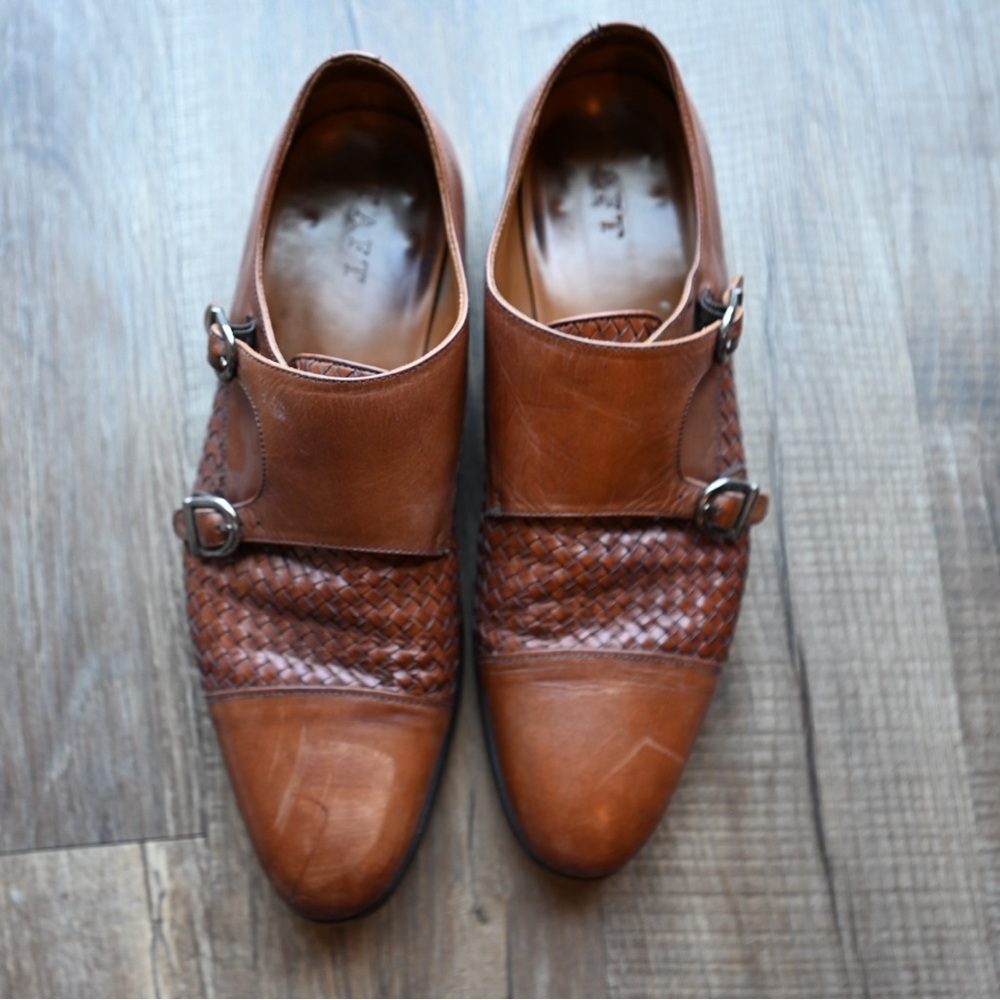 Taft Brown Leather Loafers with Woven Detailing